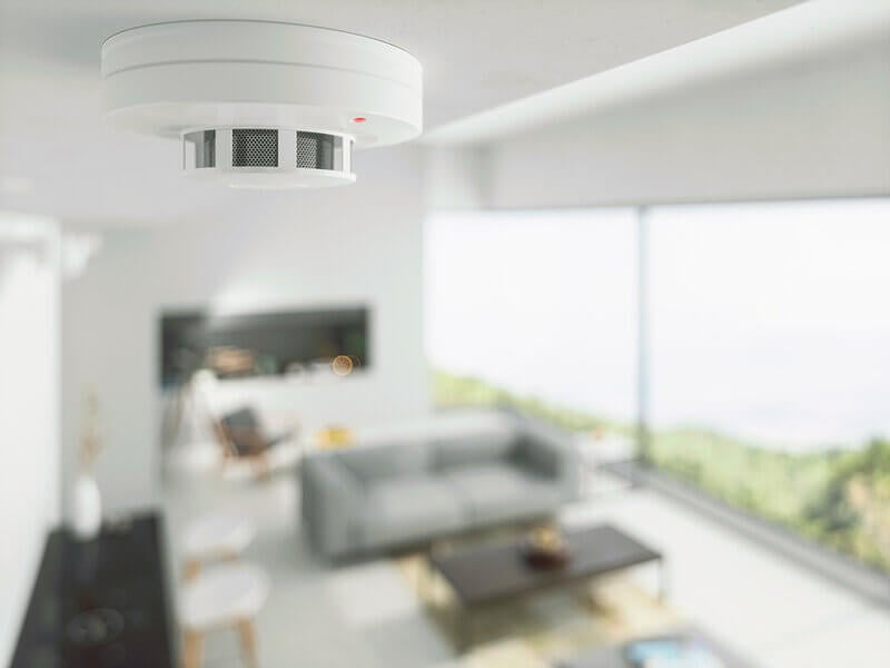 Gas leak detector on ceiling